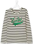 Zadig & Voltaire Kids Teen Striped Logo Patch Top - White