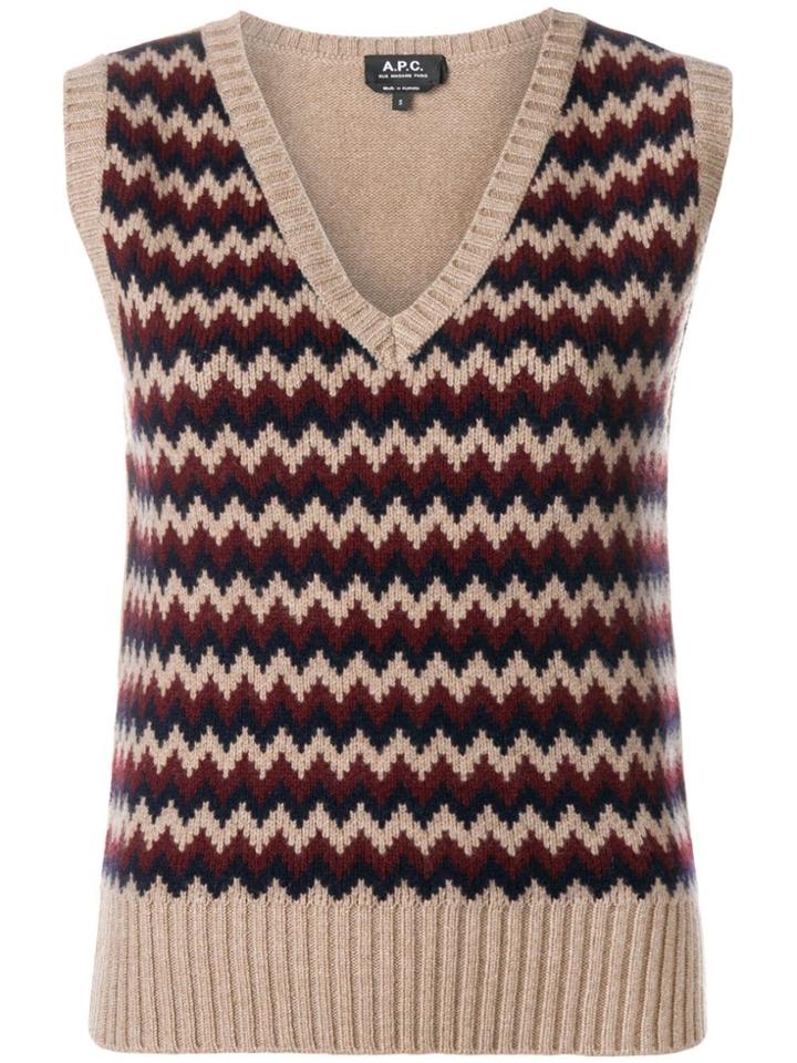 A.p.c. Zigzag Pattern Knitted Top - Nude & Neutrals