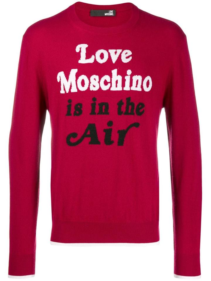Love Moschino Quote Print Sweater - Red