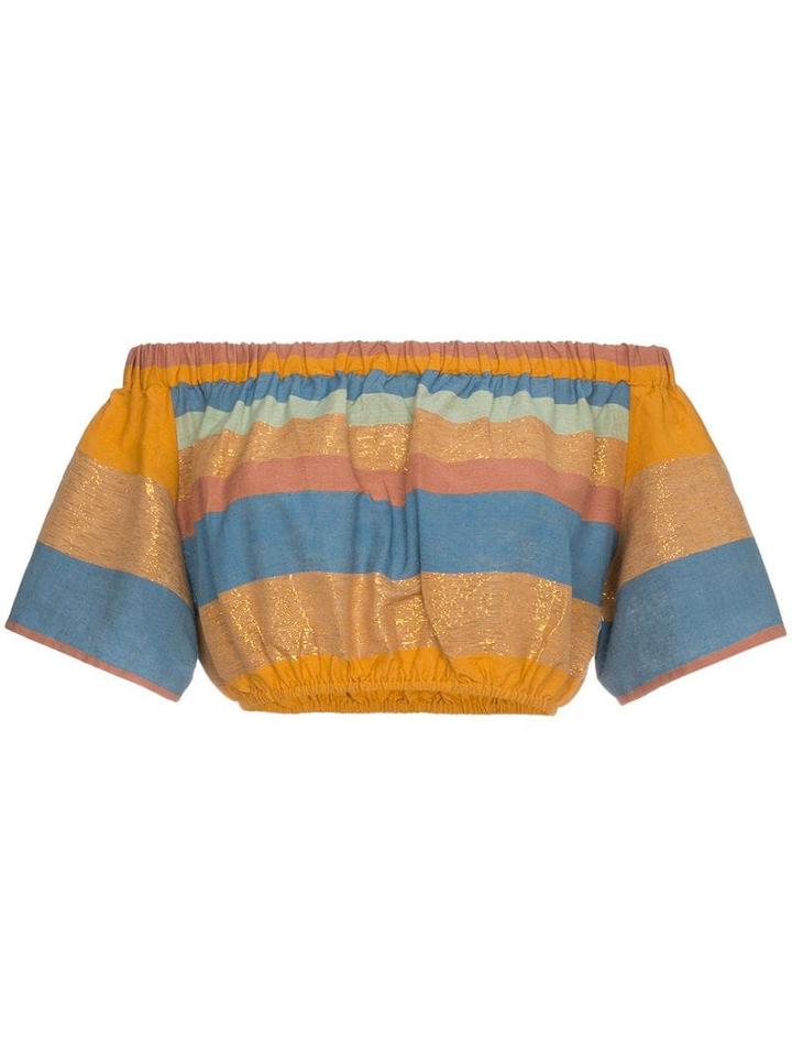 A Peace Treaty Striped Cotton And Silk Crop Top - Yellow