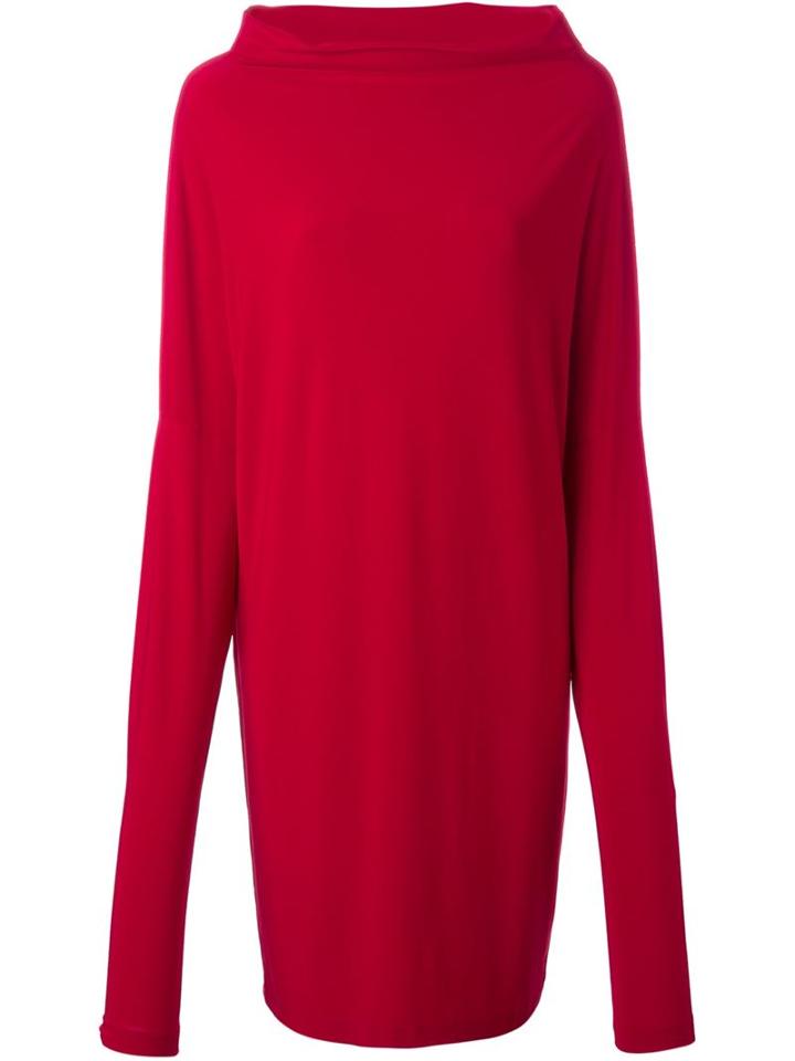 Norma Kamali Kamalikulture X Norma Kamali Cowl Neck Dress, Women's, Size: Large, Red, Polyester/spandex/elastane