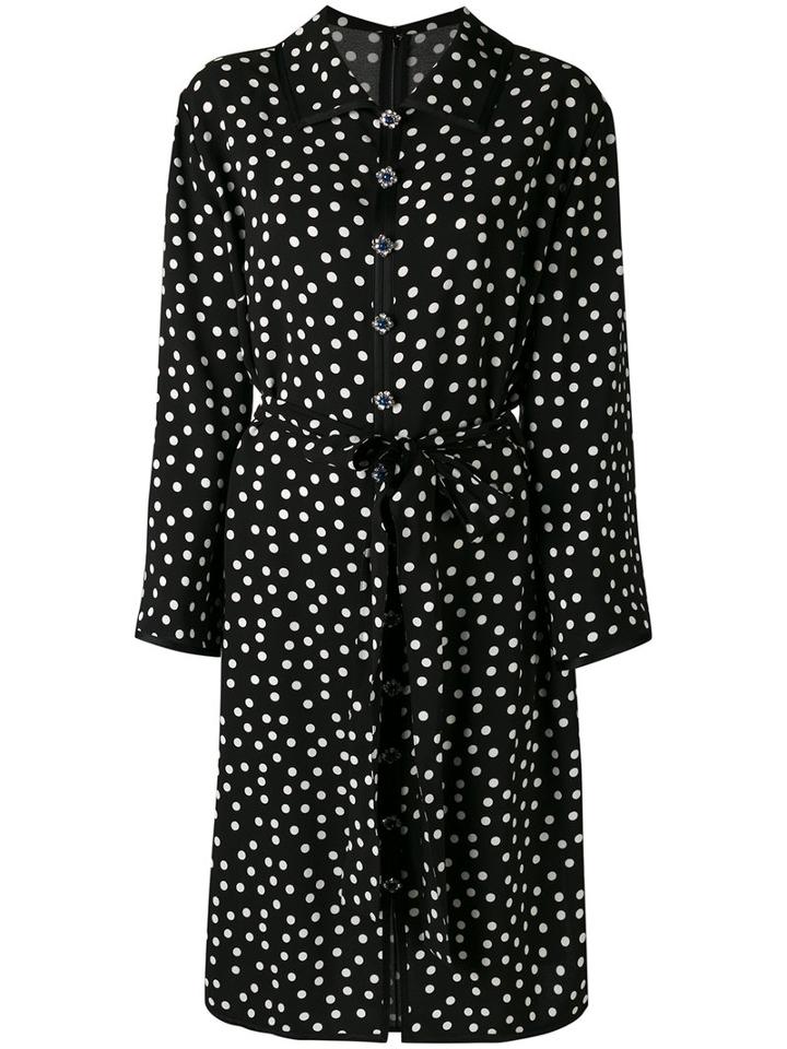 Dolce & Gabbana - Polka Dot Shirt Dress - Women - Polyester/viscose - 50, Black, Polyester/viscose