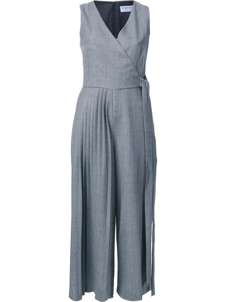 Osman Wrap Detail Jumpsuit, Women's, Size: 8, Grey, Wool