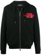 Dsquared2 Logo Zip-up Hoodie - Black