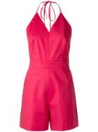 Andrea Marques Halter Neck Playsuit, Women's, Size: 38, Pink/purple, Cotton/spandex/elastane