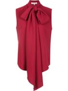 Carolina Herrera Long Tied Blouse, Women's, Size: 8, Red, Silk