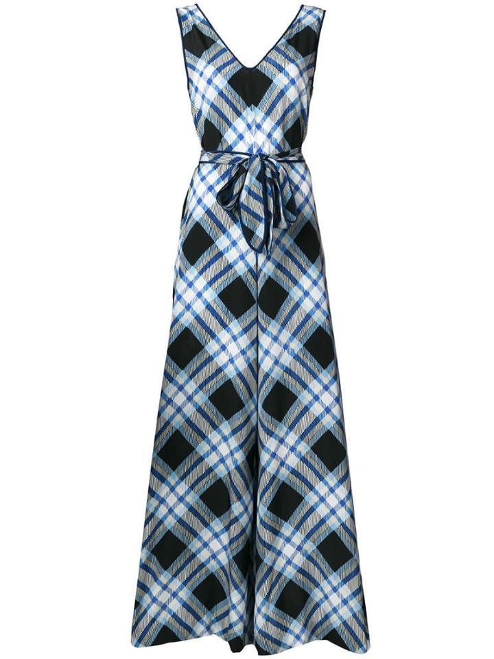 Diane Von Furstenberg Check Belted Jumpsuit - Blue