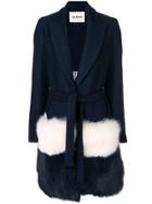 Ava Adore Fur-panelled Coat - Blue
