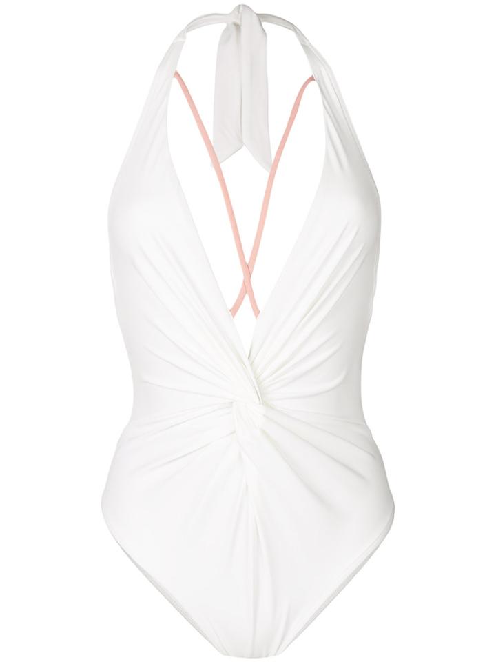 Fleur Of England Classic V-neck Swimsuit - White