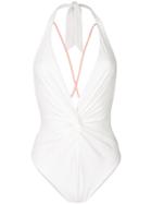 Fleur Of England Classic V-neck Swimsuit - White