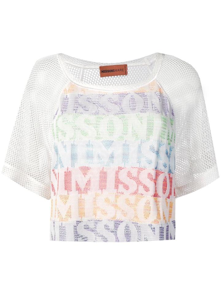 Missoni Mare Mesh Sleeve Logo T-shirt - White