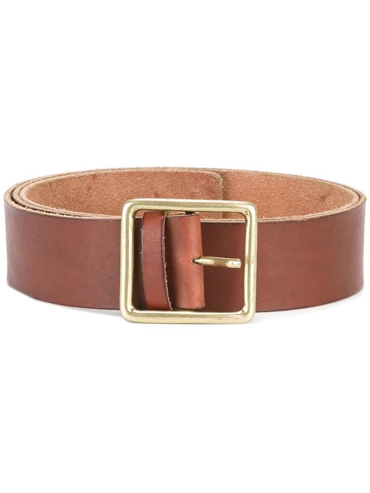 Forte Forte Square Buckle Belt, Women's, Brown, Leather