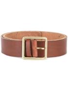 Forte Forte Square Buckle Belt, Women's, Brown, Leather