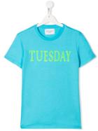 Alberta Ferretti Kids Teen Sequinned Tuesday T-shirt - Blue