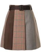 Loveless Belted Panelled Skirt - Brown