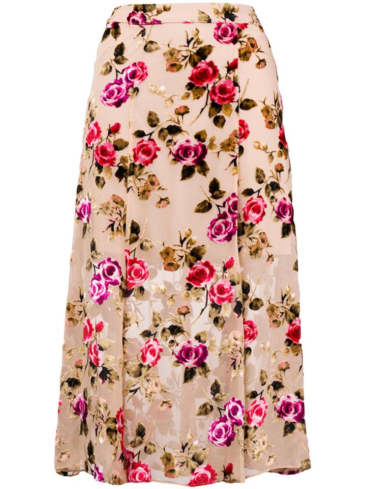 Alice+olivia Floral Skirt - Nude & Neutrals