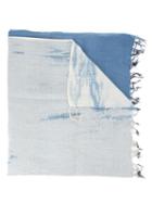 Suzusan Frayed Scarf, Adult Unisex, Blue, Silk/cotton