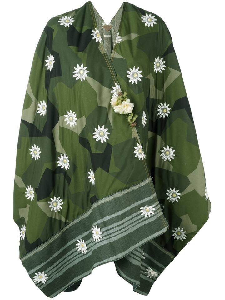 Ermanno Gallamini Floral Geometric Print Poncho - Green