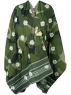 Ermanno Gallamini Floral Geometric Print Poncho - Green
