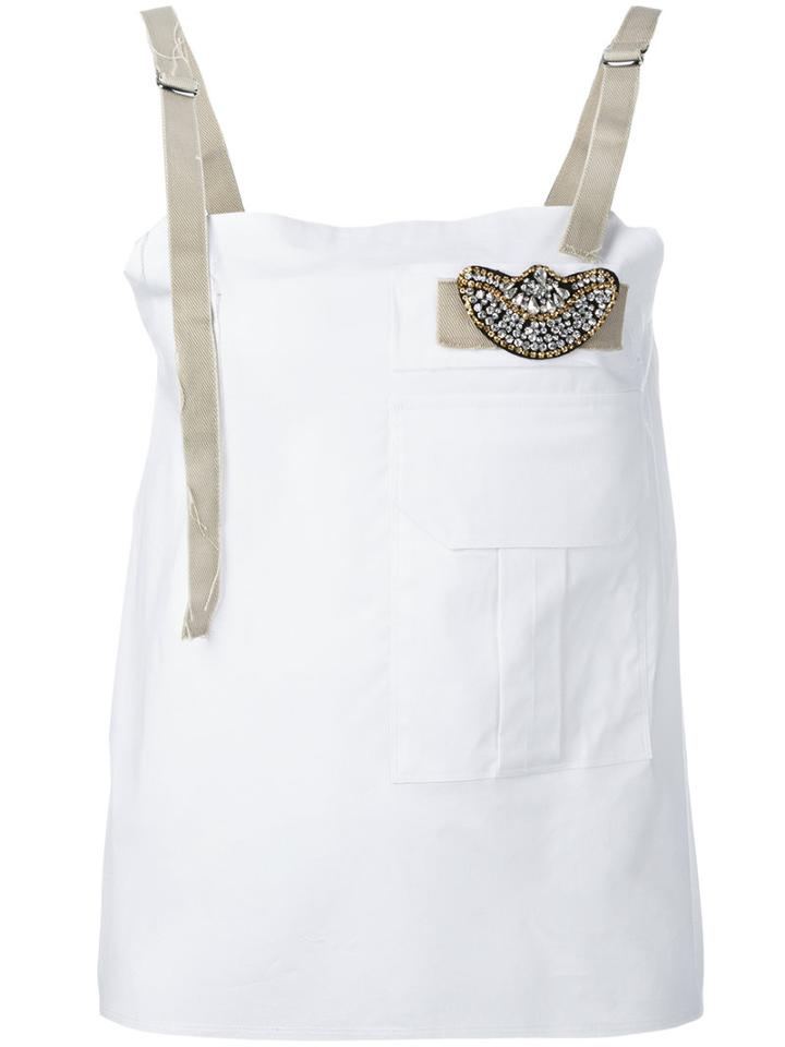 Aviù - Crystal Embellished Tank Top - Women - Cotton - 40, Women's, White, Cotton