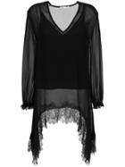 Nk Lace Silk Blouse - Black