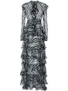 Tufi Duek Zebra Print Ruffled Gown - Black