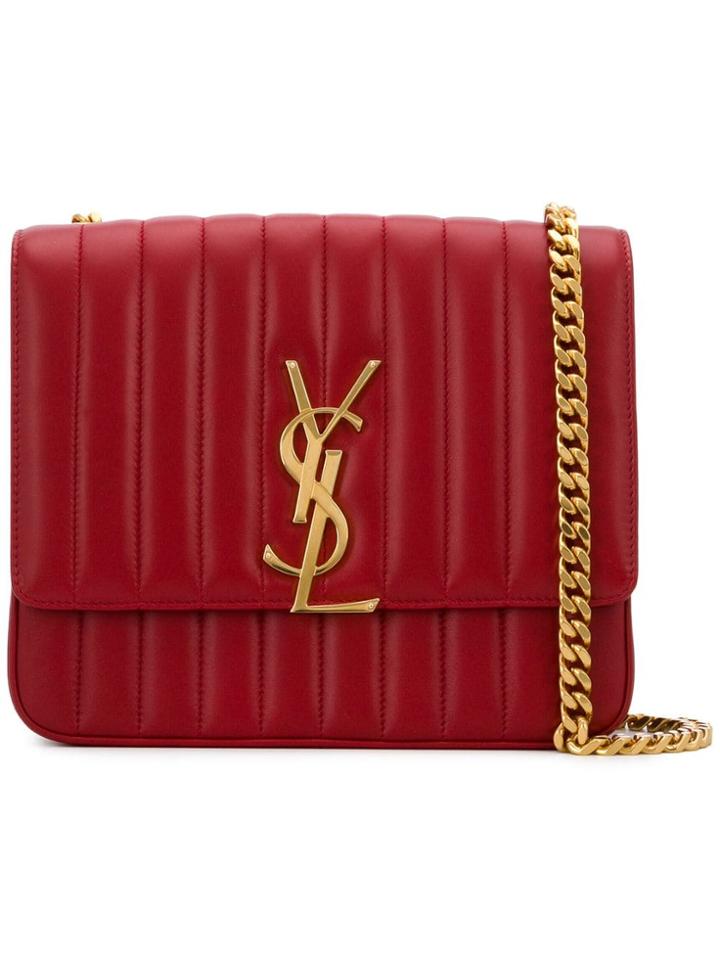 Saint Laurent Vicky Large Matelassé Shoulder Bag - Red