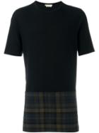 Marni Tartan Panel T-shirt, Men's, Size: 46, Black, Spandex/elastane/wool/virgin Wool