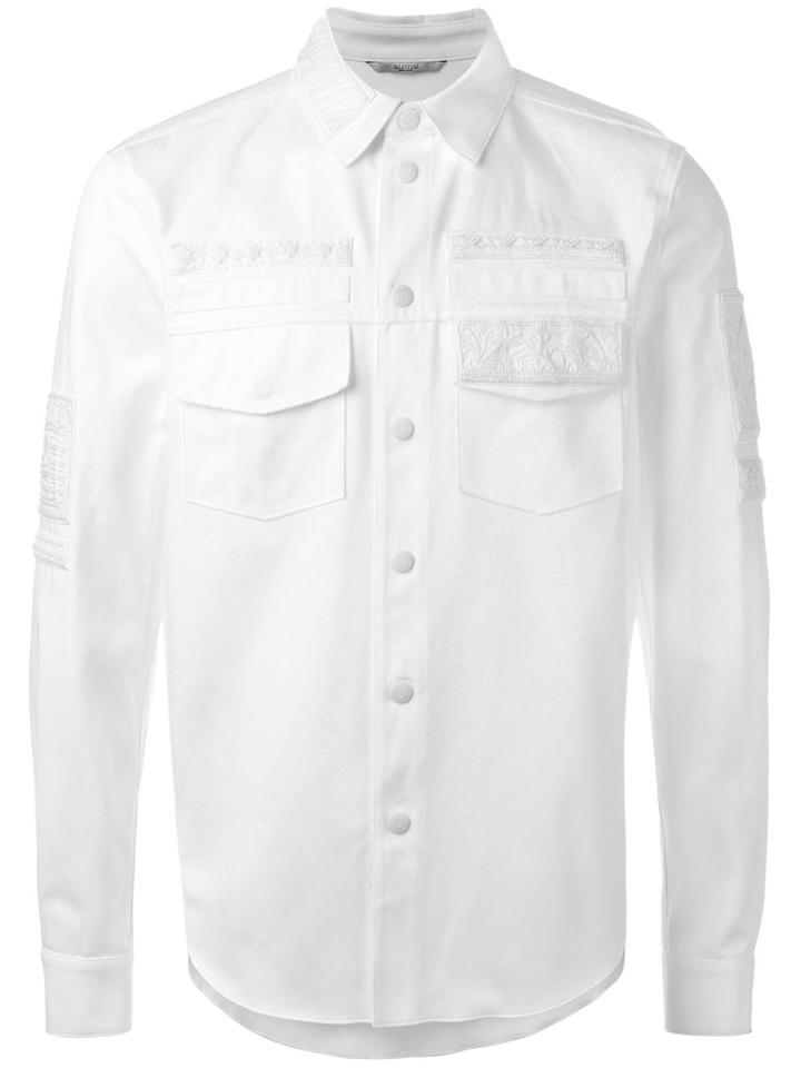 Valentino Embroidered Shirt, Men's, Size: 50, White, Cotton