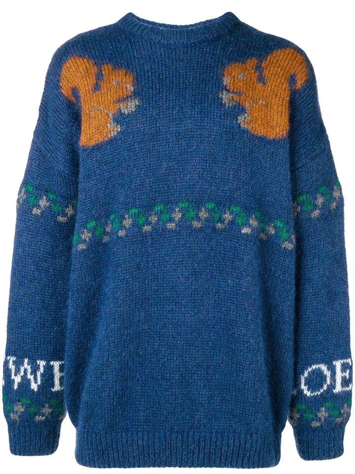 Loewe Squirrel Intarsia Jumper - Blue