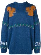 Loewe Squirrel Intarsia Jumper - Blue
