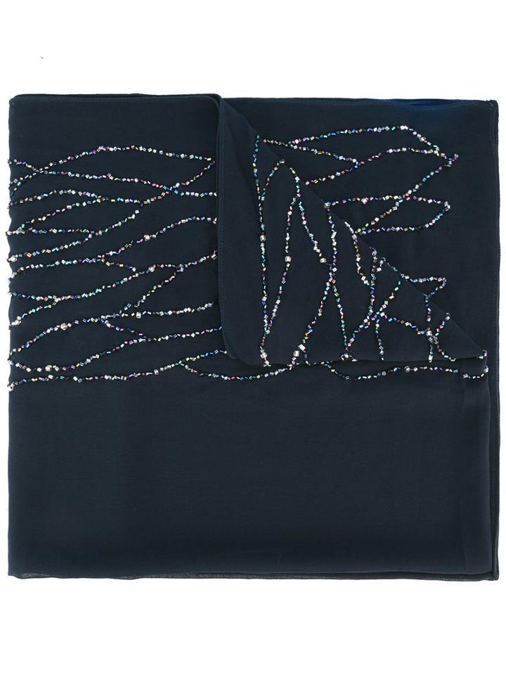 Armani Collezioni Embellished Scarf, Women's, Blue, Polyester/glass