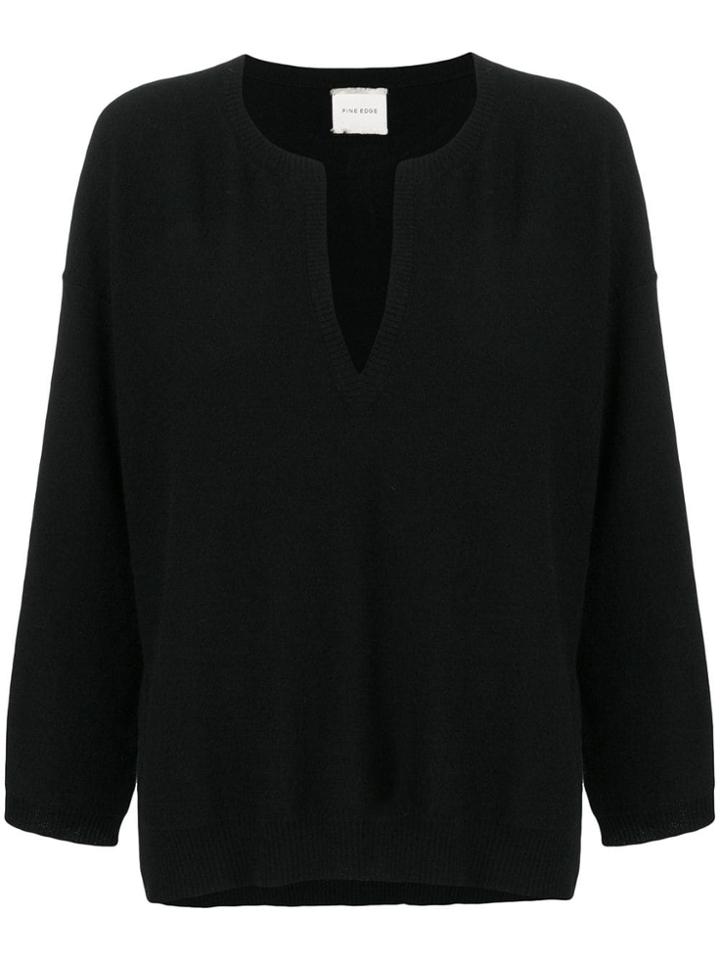 Fine Edge V-neck Sweater - Black