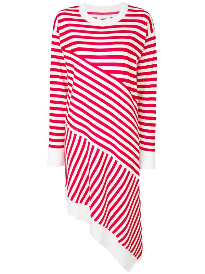 Mm6 Maison Margiela Asymmetric Striped Dress - White