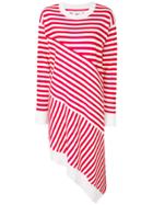 Mm6 Maison Margiela Asymmetric Striped Dress - White
