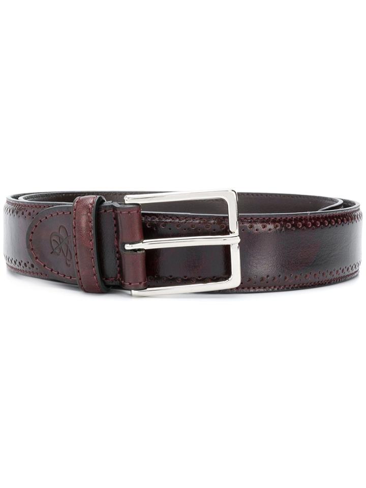 Canali Perforated Detail Belt - Red