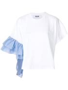 Msgm Asymmetric Ruffle Sleeve T-shirt - White