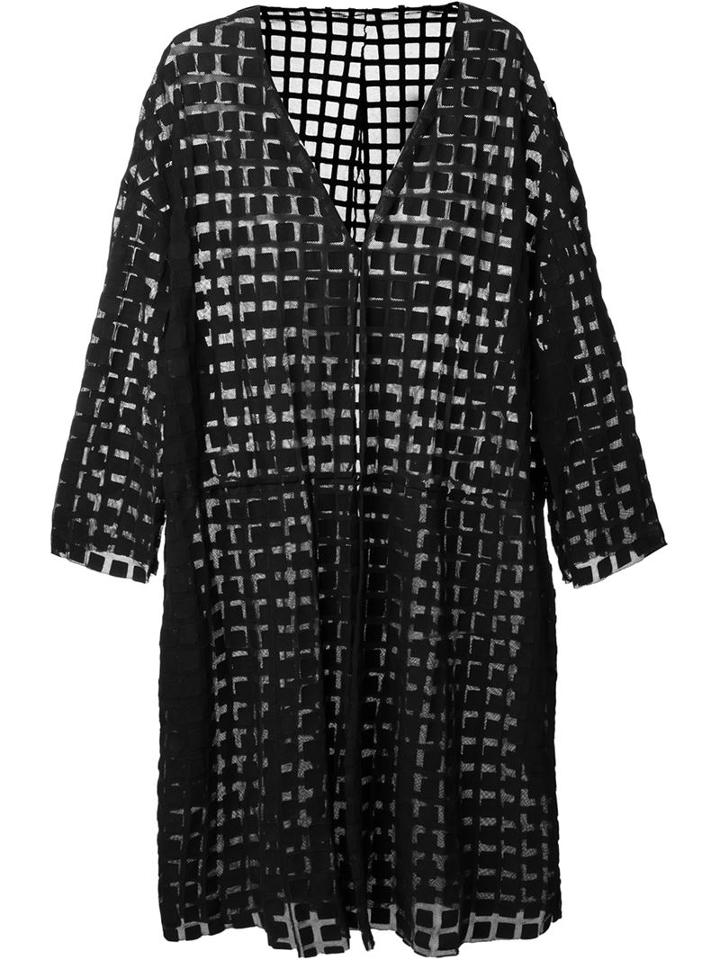 Salvatore Santoro Zipped Up Sheer Coat With A Check Pattern