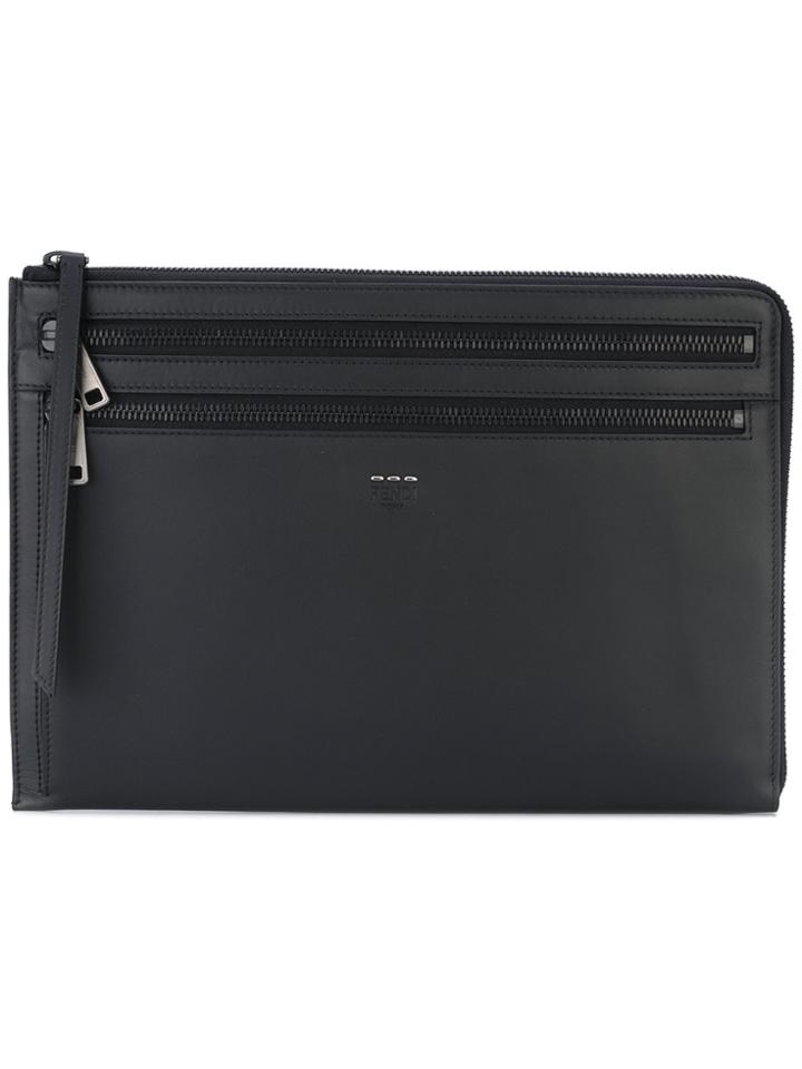 Fendi Multi Zip Clutch - Black