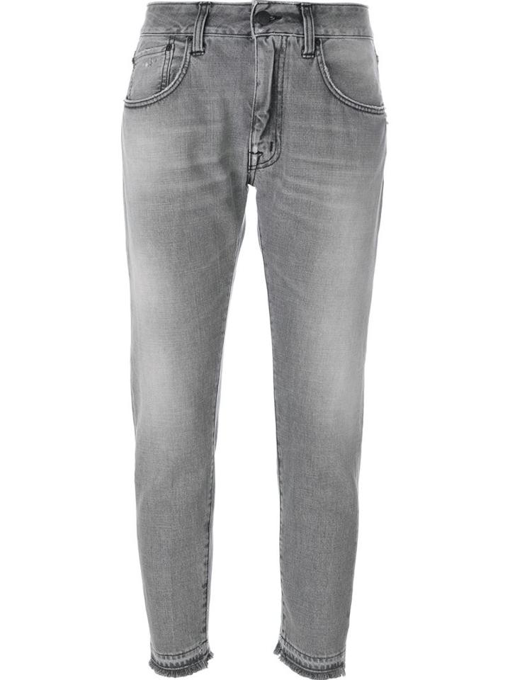 +people Stonewashed Cropped Jeans, Women's, Size: 29, Grey, Cotton