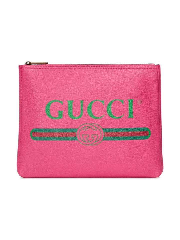 Gucci Gucci Print Leather Medium Portfolio - Pink