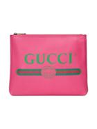 Gucci Gucci Print Leather Medium Portfolio - Pink