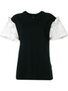 Mother Of Pearl - Lace-panelled Jersey T-shirt - Women - Cotton - L, Black, Cotton