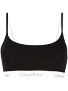 Calvin Klein Jeans Logo Bralette, Women's, Size: Medium, Black, Cotton/spandex/elastane
