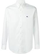 Etro Embroidered Logo Shirt, Men's, Size: 45, White, Cotton/spandex/elastane