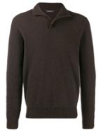 Ermenegildo Zegna Buttoned Roll Neck Jumper - Brown