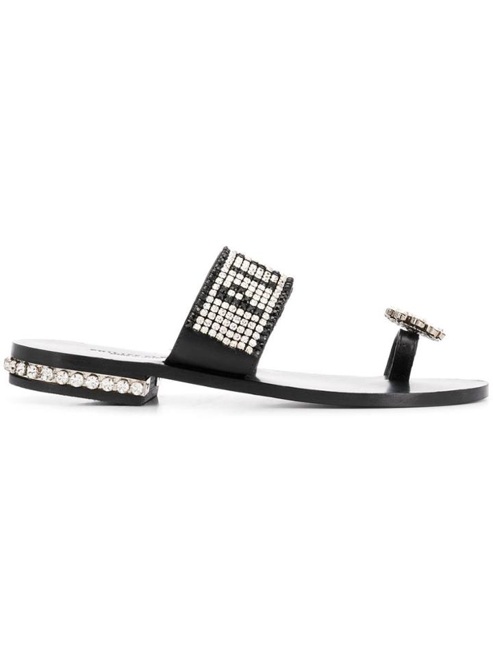 Philipp Plein Statement Flat Sandals - Black