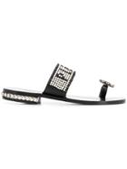 Philipp Plein Statement Flat Sandals - Black