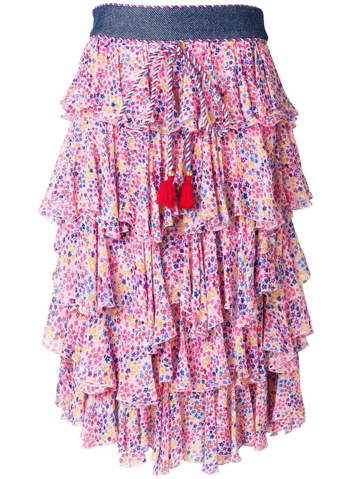 Philosophy Di Lorenzo Serafini Tiered Flora Skirt - Pink & Purple