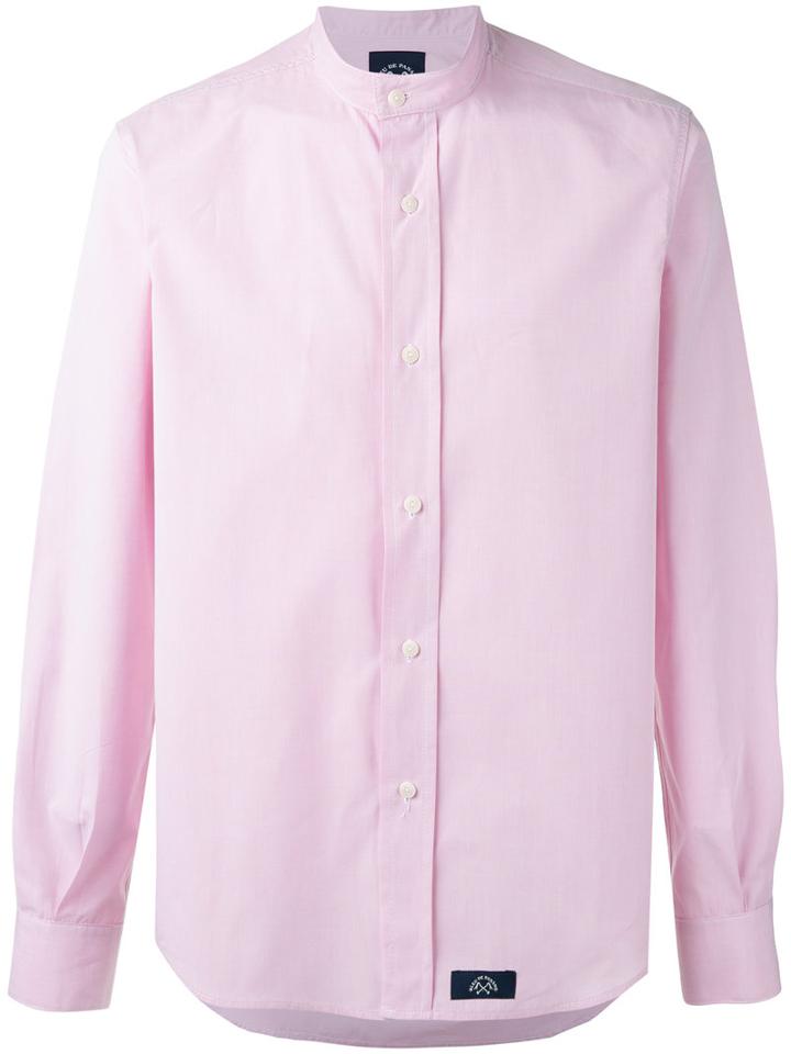 Bleu De Paname - Mandarin Neck Slim-fit Shirt - Men - Cotton - L, Pink/purple, Cotton